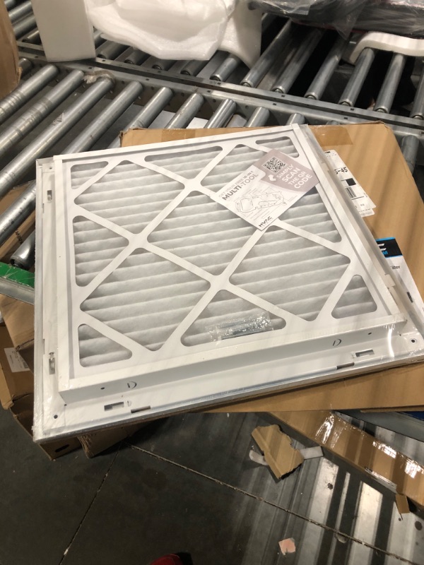 Photo 2 of 16" X 16" Return Air Filter Grille - Filter Included - Easy Plastic Tabs for Removable Face/Door - HVAC Vent Duct Cover - White [Outer Dimensions: 17.75w X 17.75h] 16 X 16