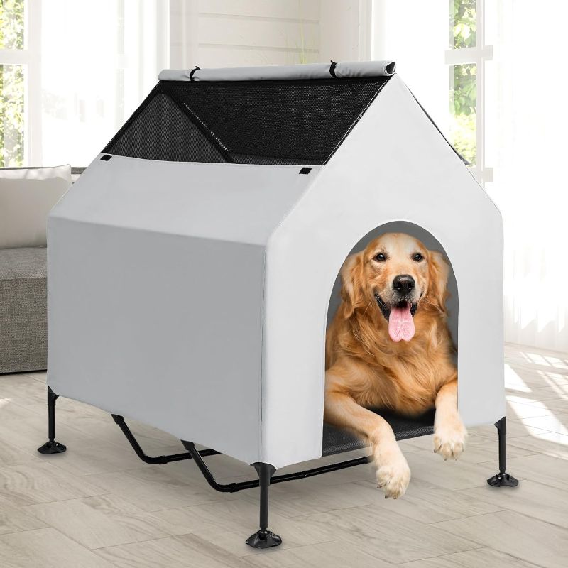 Photo 1 of 2 In 1 House for Large Dogs Outside & Elevated Dog Bed,Waterproof Dog House For Indoor & Outdoor Use, Portable Pet House With Powerful Anti-Slip Feet,Weatherproof Dog Shelter Cot for S/M/L Dogs & Cats X-Large Dog House