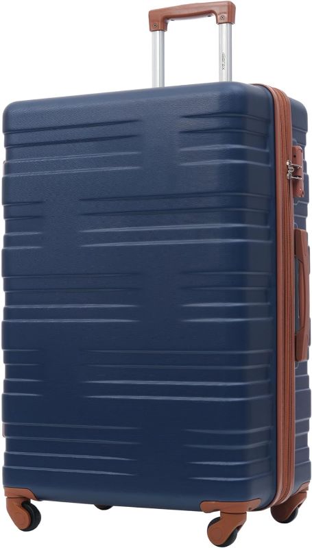 Photo 1 of 24inch Premium Expandable Carry-On Luggage with TSA Lock and Silent 360° Spinner Wheels - Durable ABS Travel Suitcase for Effortless Travel (Blue+Brown)