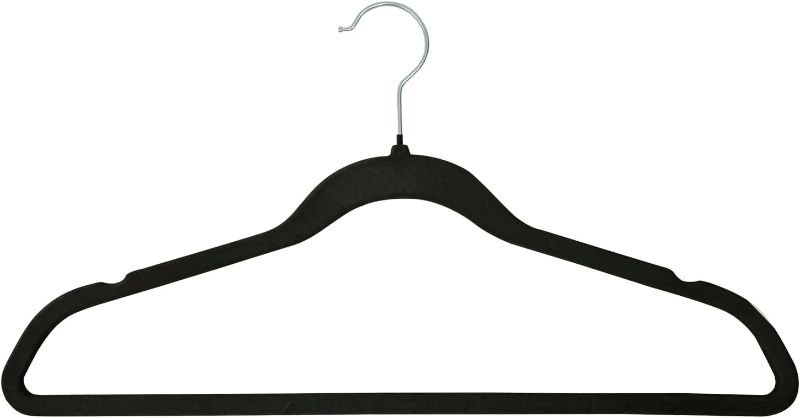 Photo 1 of 10 Pack Velvet Coated Hangers - Non-Slip, Space-Saving, and Durable Closet Organizers - Black