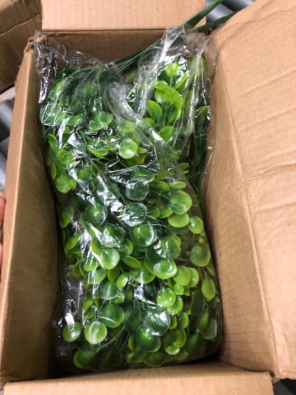 Photo 1 of Sggvecsy 4 Pack Artificial Hanging Plants Fake Hanging Plant Faux Hanging Eucalyptus Plants UV Resistant Plastic Plants for Indoor Outdoor Room Wall Wedding Patio Porch Decor