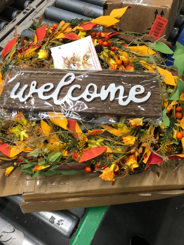 Photo 2 of 
Sggvecsy Fall Wreath 22’’ Harvest Wreath Autumn Front Door Wreath with Daisies Leaves Red Berries for Front Door Outside Indoor Wall Window Thanksgiving...