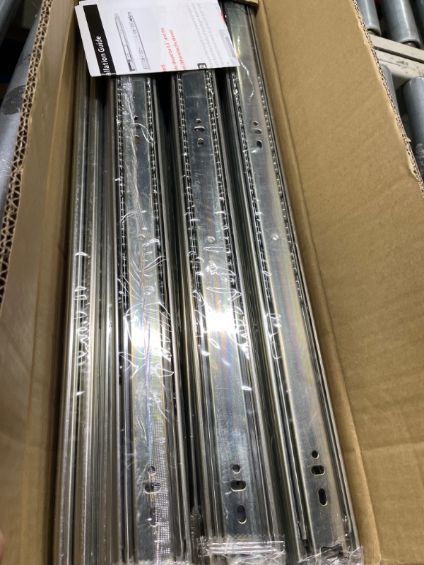 Photo 3 of 10 Pairs of 24 Inch Hardware 3-Section Full Extension Ball Bearing Side Mount Drawer Slides,100 LB Capacity Drawer Slide 24 Inch Zinc Plated