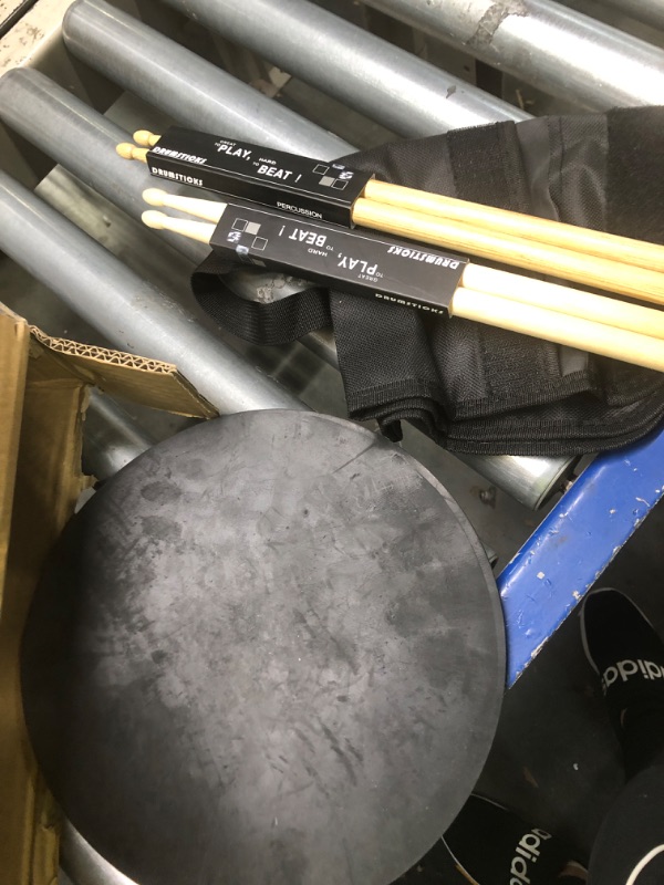 Photo 3 of 12 Inch Practice Pad with 5A Oak and Maple Drumsticks and Carrying Bag, Double Sided Silent Drum Pad (black)
