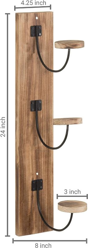 Photo 1 of Wall Mounted Hat Rack, Rustic Burnt Wood Baseball Cap, Hat Hanger Rack with Metal Wire and Wood Hooks, Vertical Mount Coat, Cowboy Hats and Clothes Hanger, Set of 2