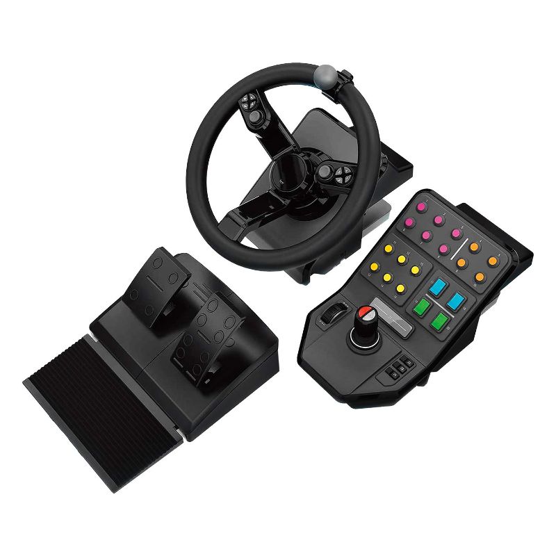 Photo 1 of Logitech G Farm Simulator Heavy Equipment Bundle (2nd Generation), Steering Wheel Controller for Farm Simulation 22 (or Older), Pedals, Vehicle Side Panel Control Deck for PC
