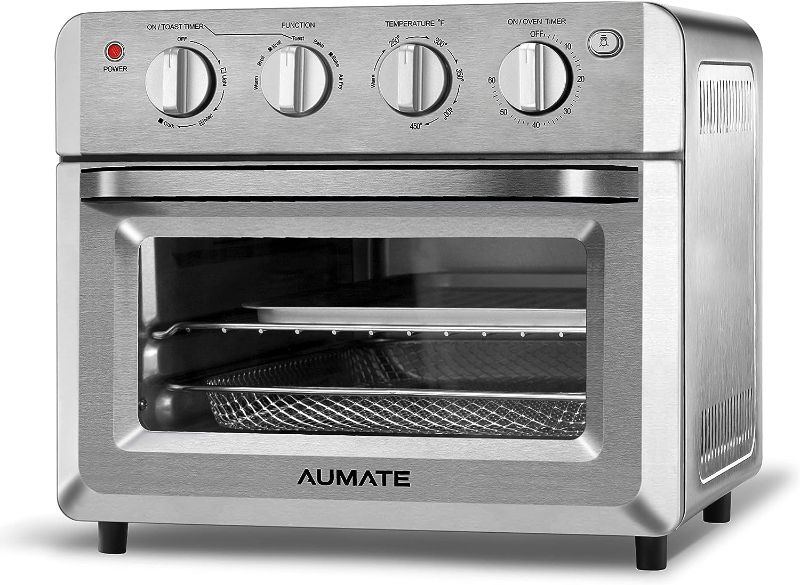 Photo 1 of ** USED ** Toaster Oven Air Fryer Combo, AUMATE Kitchen in the box Countertop Convection Oven, Airfryer,Knob Control Pizza Oven with Timer/Auto-Off, 4 Accessories and Recipe Included,1550W,19 QT, Stainless Steel
