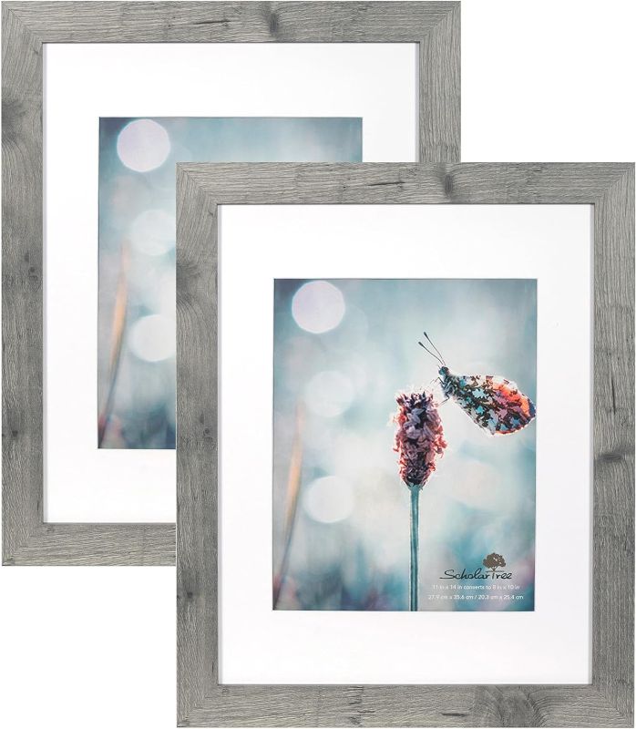 Photo 1 of Grey 11x14 Picture Frame set of 2,Display 11x14 without Mat or 8x10 with Mat?Wall Gallery Photo Frames