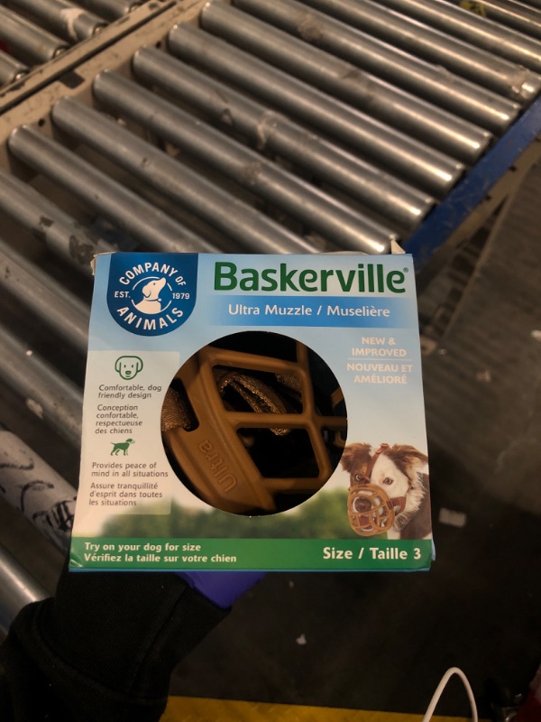 Photo 2 of BASKERVILLE ULTRA MUZZLE - Patented Humane Design, Breathable, Dog can Pant and Drink, Adjustable, Padded, Training Muzzle for Medium-sized Dogs, Prevents Biting, Wildlife Scavenging (Size 3, Tan) Tan 3