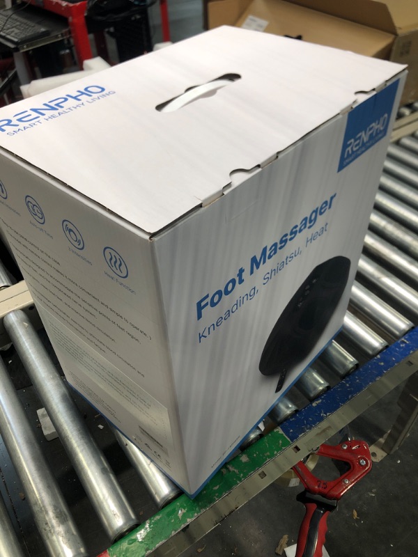 Photo 1 of RENPHO Foot Massager Machine with Heat, Electric Shiatsu Foot Massager with Remote Control, Deep Kneading, Relieve Plantar Fasciitis and Tired Muscles, Fits Men Feet Size Up to 14, Home and Office Use White-remote