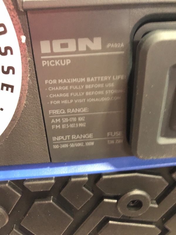 Photo 5 of ION Audio Pickup - 100-watt Water-Resistant Wireless Bluetooth Speaker with 75-Hour Rechargeable Battery, AM/FM Radio and Multi-Color Light Bar 100W water-resistant