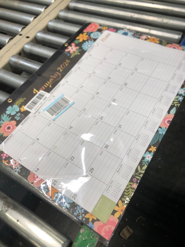 Photo 2 of Calendar 2023-2024 - Jul.2023 - Dec.2024, 2023-2024 Wall Calendar with18 Months, Wall calendar 2023-2024 with Twin-Wire Binding + 11" x 8.5" + Hanging Hook + Ruled Blocks with Julian Dates - Black Floral black B