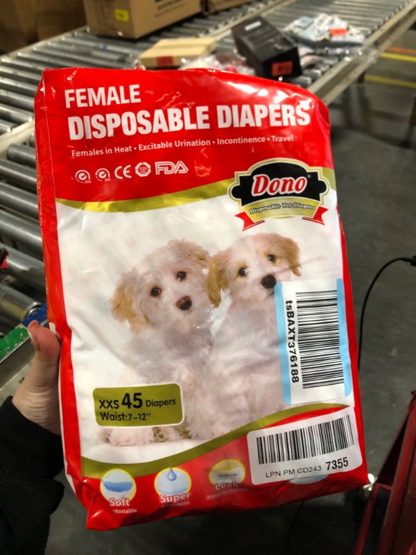 Photo 2 of Dono Disposable Dog Diapers Female, Super Absorbent Doggie Diaper, Rapid-Dry Gel Technology Puppy Diapers, Leak-Proof Fit Cat Diapers for Doggy in Heat,Excitable Urination,Incontinence,Training XX-Small (45 count)