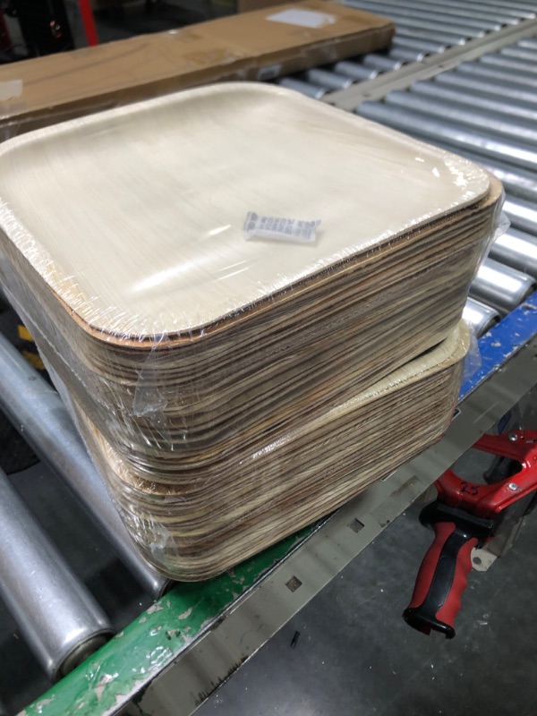 Photo 3 of ** LIGHTER BROWN**ECO SOUL 100% Compostable 10 Inch Palm Square Leaf Plates [50-Pack] I Premium Disposable Plates Set I Heavy Duty Eco-Friendly Bamboo Plates Disposable I Square Disposable Plates 50 10" Square Plates