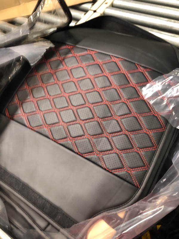 Photo 3 of **USED** Huidasource Tundra Car Seat Covers Waterproof Faux Leather Front and Rear Fits Toyota Tundra CrewMax/Double Cab Pickup Truck (Full Set/Black & Red)
