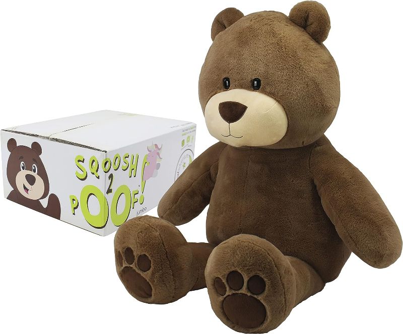 Photo 1 of Animal Adventure | Sqoosh2Poof Giant, Cuddly, Ultra Soft Plush Stuffed Animal with Bonus Interactive Surprise - 54" Bear , Brown
