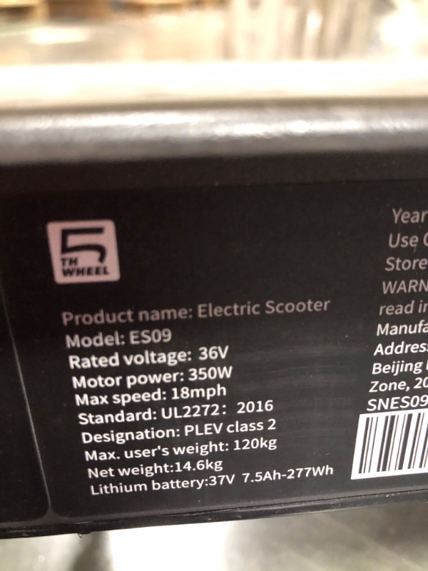 Photo 6 of 5TH WHEEL V30PRO Electric Scooter with Turn Signals - 19.9 Miles Range & 18 MPH, 350W Motor, 10" Inner-Support Tires, Dual Braking System and Cruise Control, Foldable Electric Scooter for Adults V30PRO/19.9 Miles/18 Mph