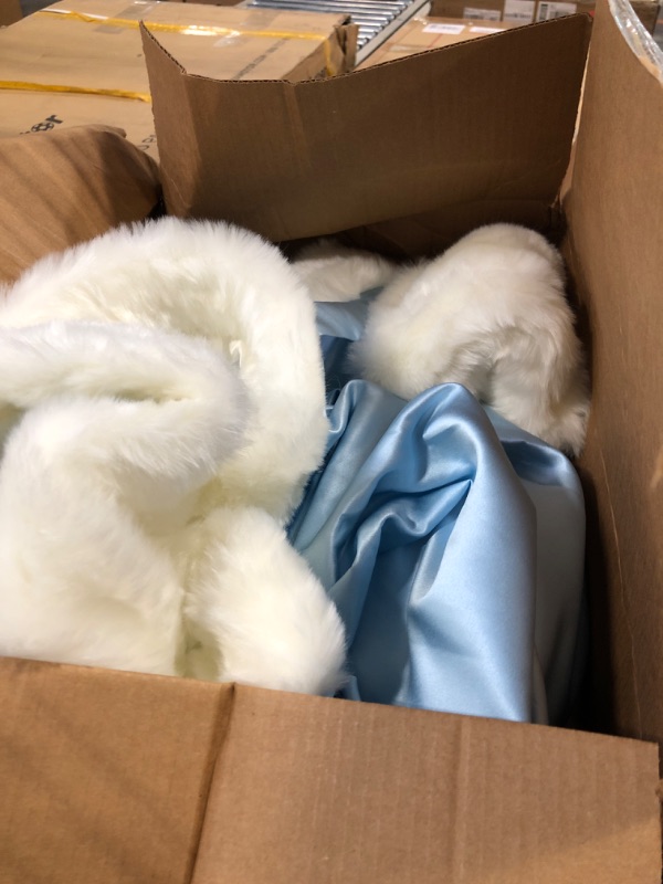 Photo 1 of **Missing hand muff** BEAUTELICATE Wedding Cape Hooded Cloak for Bride Winter Reversible with Fur Trim Free Hand Muff Length 55" Powder Blue