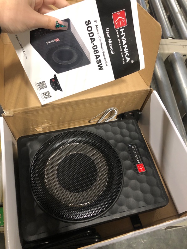 Photo 1 of H YANKA 400W 8 Inch Compact Underseat Subwoofer with Built-in Amp, Slim Powered Subwoofer for Car/Truck/Jeep Audio 8 Inch Powered Underseat Subwoofer