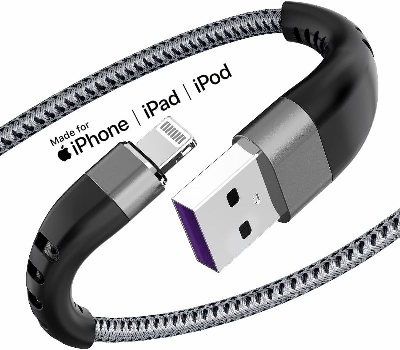 Photo 1 of Apple MFi Certified iPhone Charger 6ft, Long Lightning Cable Strong Nylon Braided Charging Cable 6 Foot, Fast iPhone USB Cord for Apple iPhone 14/13/12/11/X/XS/XR/8/iPad Mini Air-Gray
