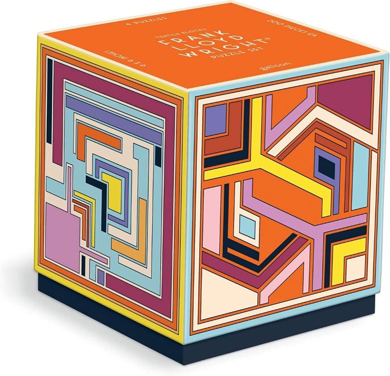 Photo 1 of Galison Frank Lloyd Wright Textile – 4 200-Piece Puzzles Block Set with Iconic Geometric Illustrations for Coffee Table Amusement and Décor
