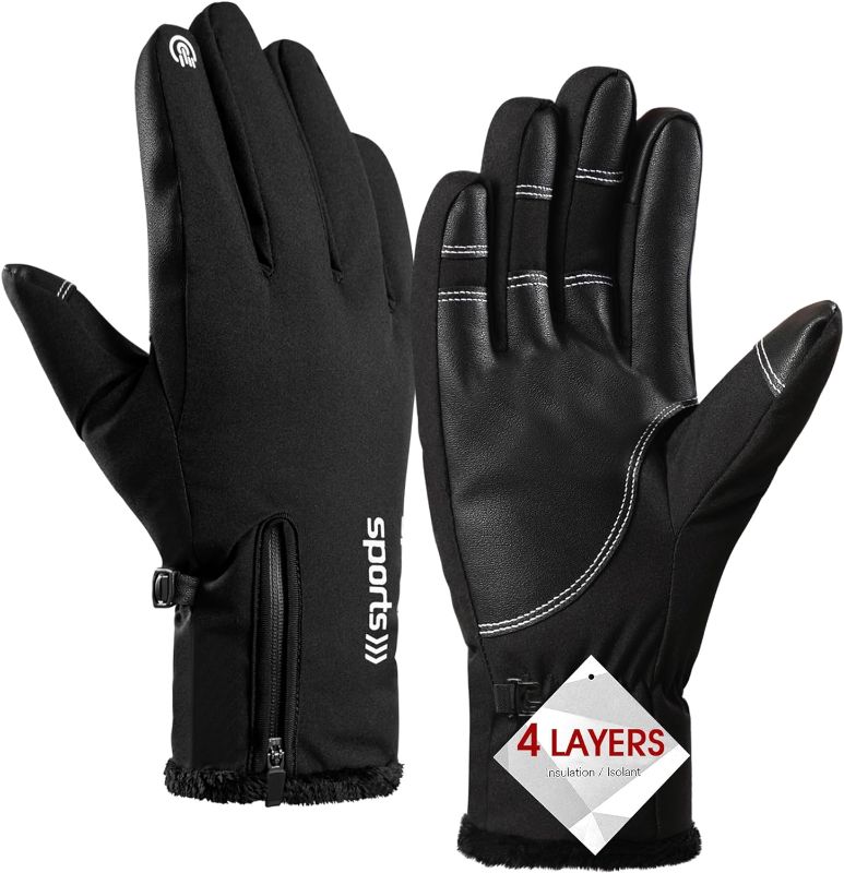 Photo 1 of Pleneal Winter Ski Gloves Women Men - Snow Ski Gloves with Thermal Touchscreen Multiple-Layer Lining, Cycling Motorcycle
