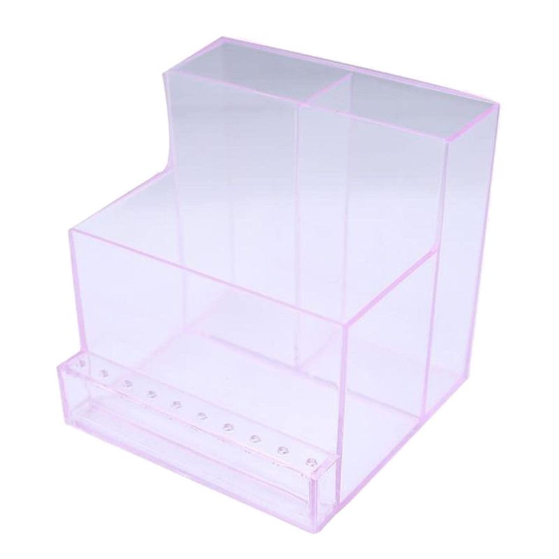 Photo 1 of 10 Holes Storage Box Display for Nail Drill Bit Files Acrylic Clear Holder Electric Machine Manicure Accessory - Transparent pink
