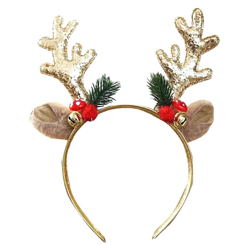 Photo 1 of CIVFCRT Christmas Headbands Hair Bands Christmas Glitter Elk Antlers Headbands Holiday Party Gift Costume for Women Costume Accessory