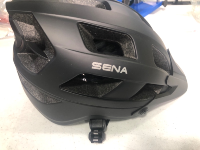 Photo 2 of ***BLUETOOTH IS MALFUNCTIONING***

Sena M1/ M1 EVO Smart Bluetooth Communications Mountain Bike Helmet Matte Black Medium M1 (2021) Helmet