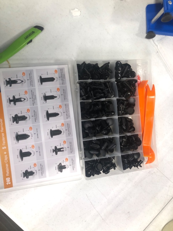 Photo 2 of GOOACC 240PCS Bumper Retainer Clips Car Plastic Rivets Fasteners Push Retainer Kit Most Popular Sizes Auto Push Pin Rivets Set -Door Trim Panel Fender Clips for GM Ford Toyota Honda Chrysler 240Pcs Clips + 5 Remover