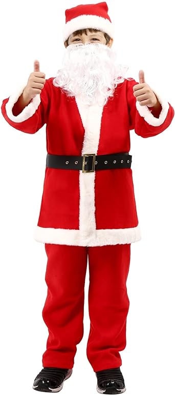 Photo 1 of **USED** AOSUYOU Boys Santa Costume 6pcs Velvet Santa Claus Costume for Boys 10-13 Years Old