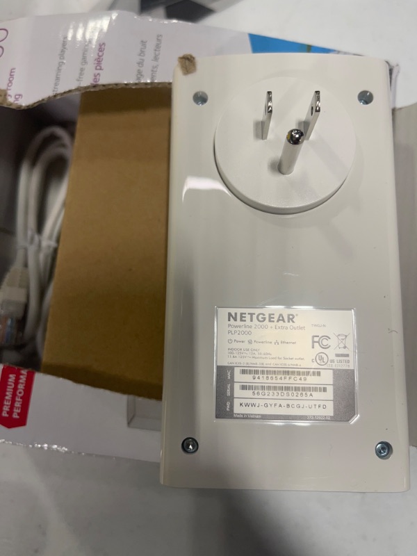 Photo 3 of NETGEAR Powerlin adapter Kit, 2000 Mbps Wall-plug, 2 Gigabit Ethernet Ports with Passthrough + Extra Outlet (PLP2000-100PAS) 2 Gbps Kit with Extra Outlet