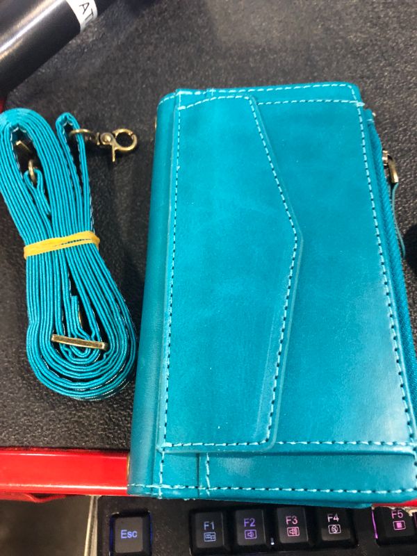 Photo 4 of DKDKSIP for iPhone 14 Wallet Case for Women, Support Wireless Charging with RFID Blocking Card Holder, Leather Zipper 2 in 1 Detachable Magnetic Phone Case with Crossbody Strap Wristlet, Classic Blue