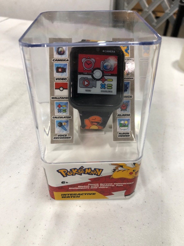 Photo 2 of **USED** Accutime Kids Pokemon Pikachu Black Educational Learning Touchscreen Smart Watch Toy for Boys, Girls, Toddlers - Selfie Cam, Alarm, Calculator & More (Model: POK4231AZ)