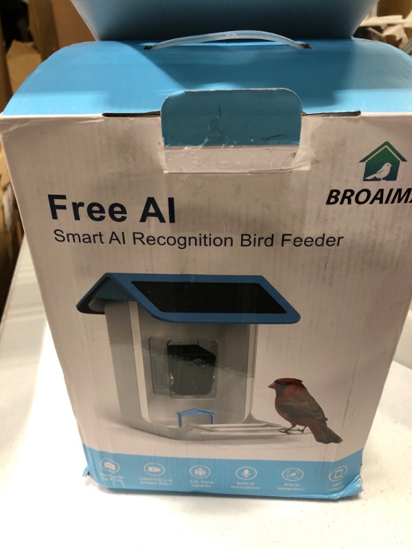 Photo 1 of BROAIMX Smart Bird Feeder Camera, 1080P HD Camera Auto Capture Bird Videos & Solar Panel, AI Identify Bird Species, Bird House with Built-in Microphone, 64G High-Speed TF Card