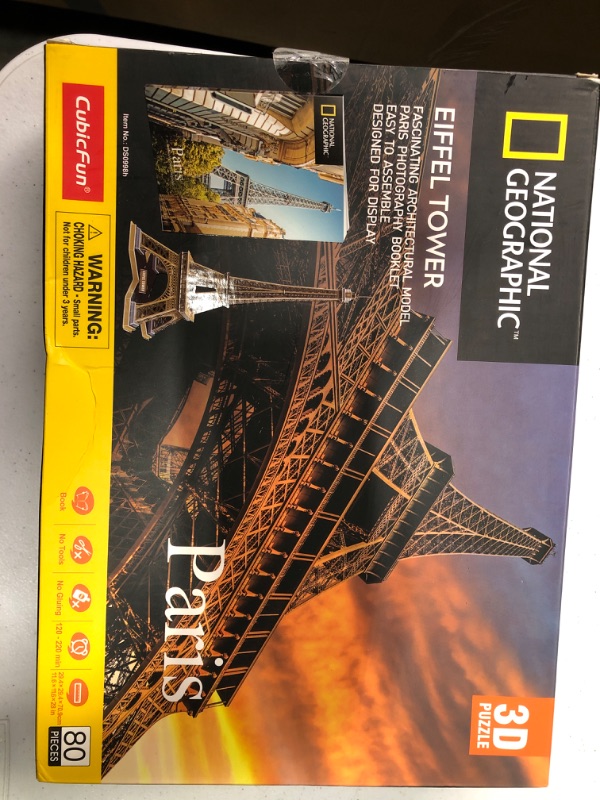 Photo 2 of CubicFun 3D Puzzles for Adults National Geographic Eiffel Tower Model Kits, Paris Architecture Puzzles for Adults Desk Building Puzzles for Kids Ages 8-10 with Booklet, Gifts for Women Man, 80 Pieces France | Eiffel Tower