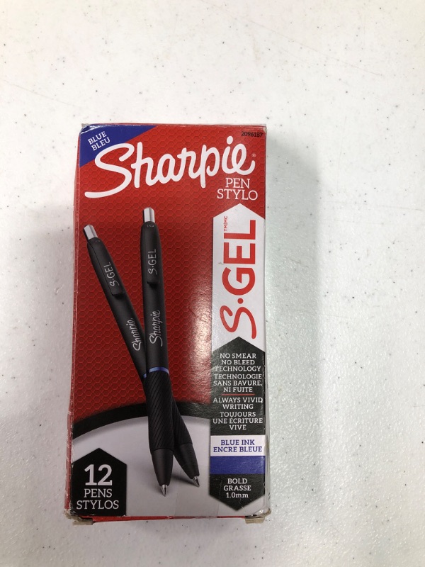 Photo 1 of SHARPIE S-Gel Gel Pens, Bold Point (1.0mm), Blue Ink Gel Pen, 12 Count Blue Pen