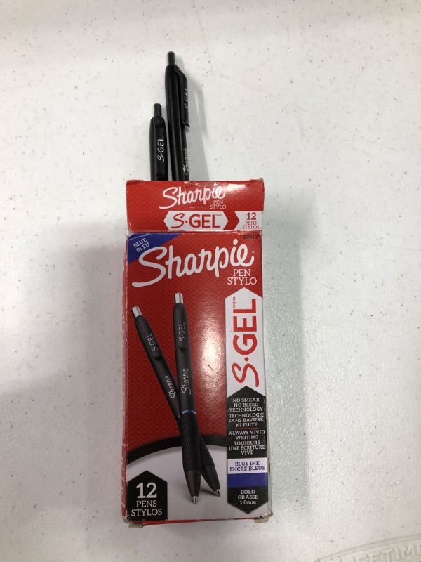 Photo 1 of SHARPIE S-Gel Gel Pens, Bold Point (1.0mm), Blue Ink Gel Pen, 12 Count Blue Pen