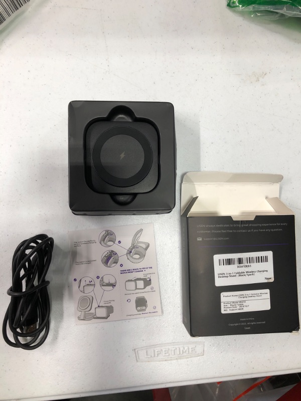 Photo 2 of **USED** LISEN 3 in 1 Charging Station for Apple Devices Magsafe Wireless Charger Pad for iPhone, Travel Wireless Charging Station for Multiple Devices Fits iPhone 15 Pro Max Magsafe Charger Airpods I Watch 3 in1 iPhone Apple Watch Magsafe charger