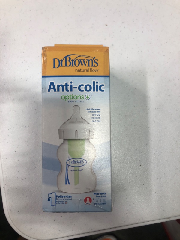 Photo 1 of Dr. Brown’s Natural Flow Anti-Colic Options+Wide-Neck Baby Bottle, 5 oz/150 mL, Level 1 Nipple, 1-Pack, 0m+ 5 oz, 1 Pack