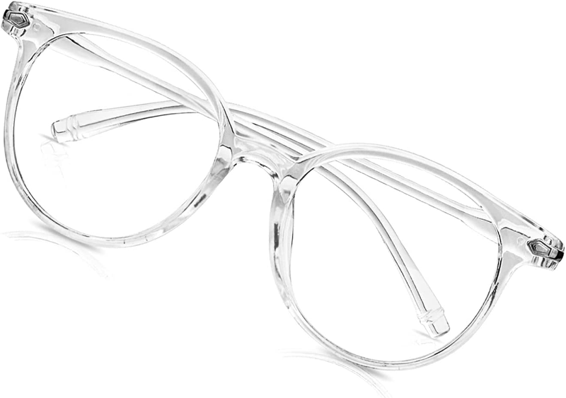 Photo 1 of Craebuer Clear Glasses for Women Men, Retro Round Blue light Blocking Reading Eyeglasses with Lightweight Frame, Anti Eyestrain UV Glare Filter Eyewear