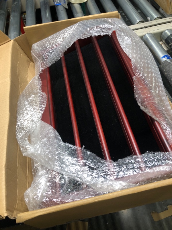 Photo 1 of DecoWoodo Challenge Coin Display Stand 5 Rows Military Coin Holder Wall Mount Wooden Coin Rack Mahogany Finish 5 Rows Mahogany Finish