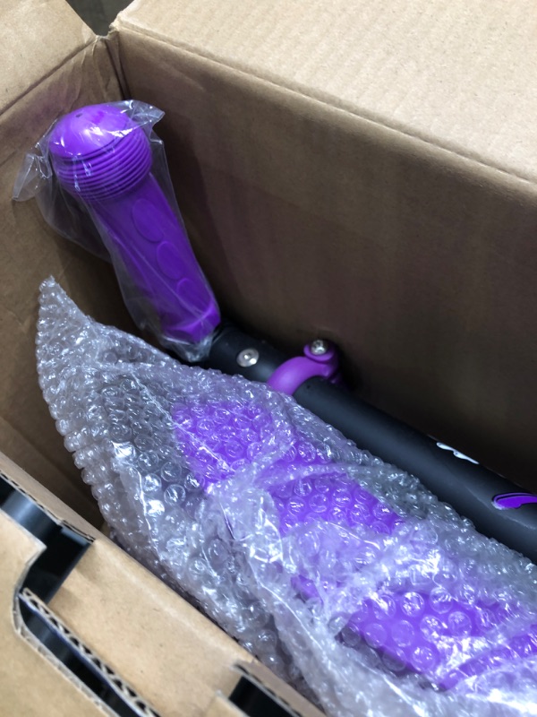 Photo 3 of 3 Wheeled Scooter for Kids - Stand & Cruise Child/Toddlers Toy Folding Kick Scooters w/Adjustable Height, Anti-Slip Deck, Flashing Wheel Lights, for Boys/Girls 2-12 Year Old - Hurtle HURFS56 Purple