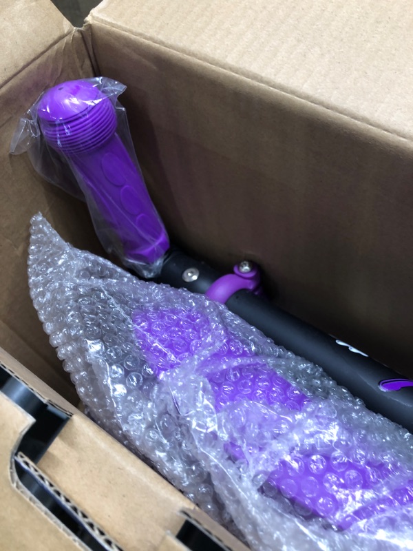 Photo 1 of 3 Wheeled Scooter for Kids - Stand & Cruise Child/Toddlers Toy Folding Kick Scooters w/Adjustable Height, Anti-Slip Deck, Flashing Wheel Lights, for Boys/Girls 2-12 Year Old - Hurtle HURFS56 Purple