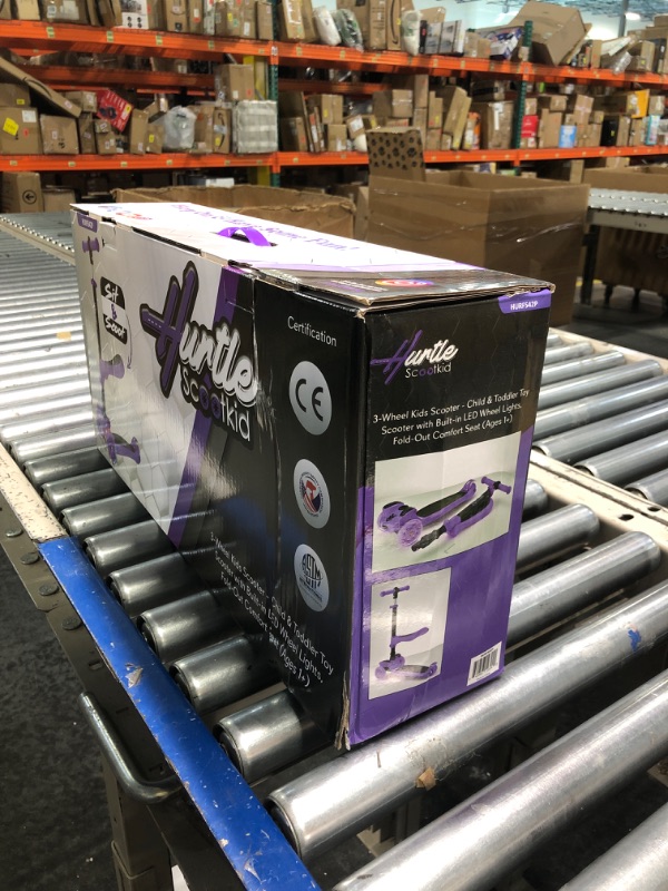 Photo 1 of 3 Wheeled Scooter for Kids - Stand & Cruise Child/Toddlers Toy Folding Kick Scooters w/Adjustable Height, Anti-Slip Deck, Flashing Wheel Lights, for Boys/Girls 2-12 Year Old - Hurtle HURFS56 Purple