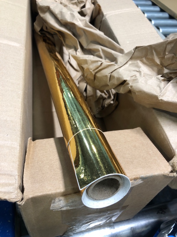 Photo 2 of 24" x 10 ft Roll of Gold(Chrome Mirror) Repositionable Adhesive-Backed Vinyl for Craft Cutters