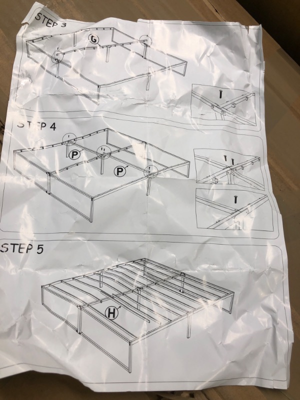 Photo 4 of **SOLD AS PARTS**Lutown-Teen 9 Inch King Bed Frame Sturdy Mattress Foundation, Heavy Duty Metal Platform with Steel Slats Support No Box Spring Needed, Noise Free, Easy Assembly, Black King 9 Inch