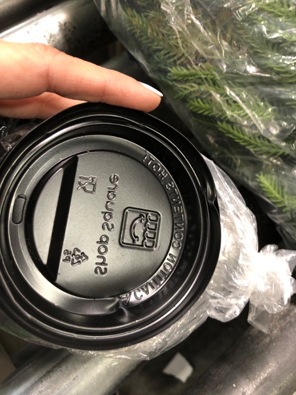 Photo 2 of [100 Count] Disposable Plastic Dome Lids for 10, 12, 16, & 20 oz. Paper Hot Coffee Cup - Black