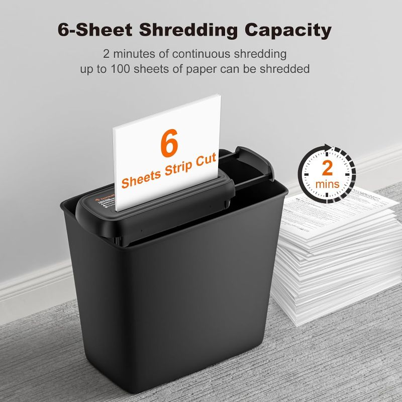 Photo 2 of Bonsaii Paper Shredder for Home Use, 6 Sheet Strip Cut Small Paper Shredder Without Basket for Home Office, Portable Shredder Extendable Arm Design with Overheat Protection (S123-B)
