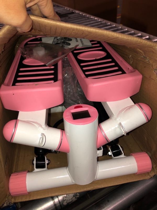 Photo 1 of Ganggend Exercise Stepping Machine, Portable Mini Stair Steppers with Resistance Bands, Non-Slip Foot Pads with LCD Display, Step Fitness Machines for Home Office Workout Gym Pink